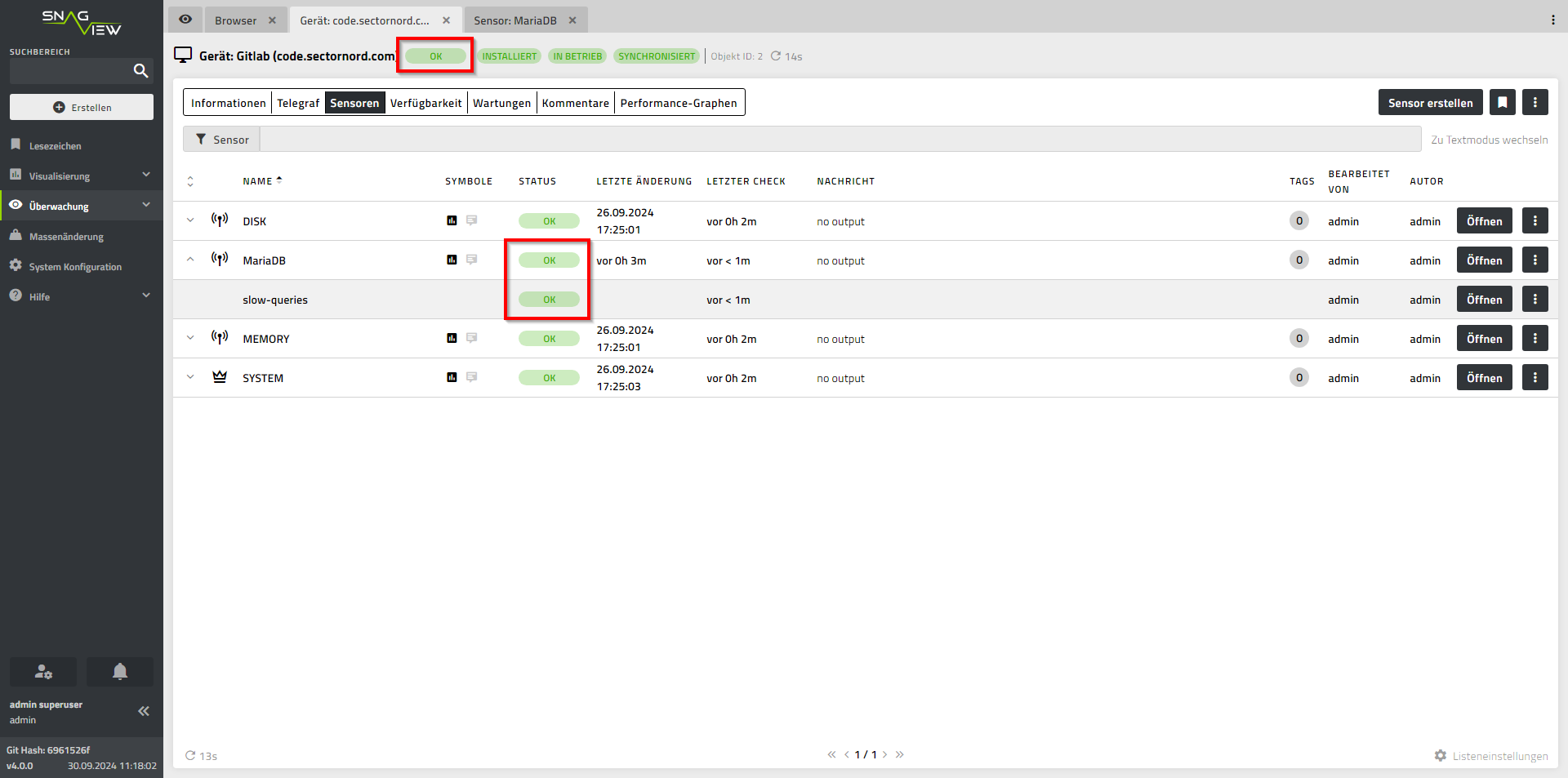 device mysql status