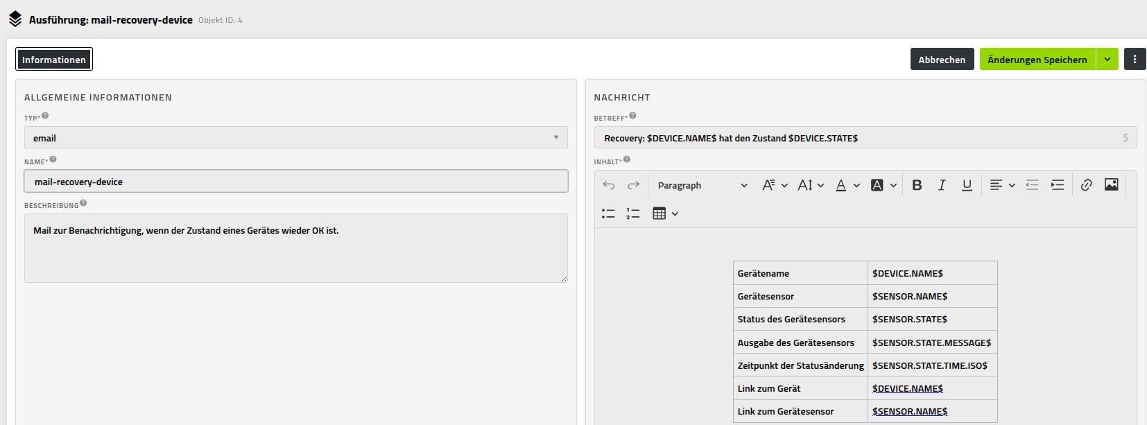 Ausführung Gerät Wiederherstellung
