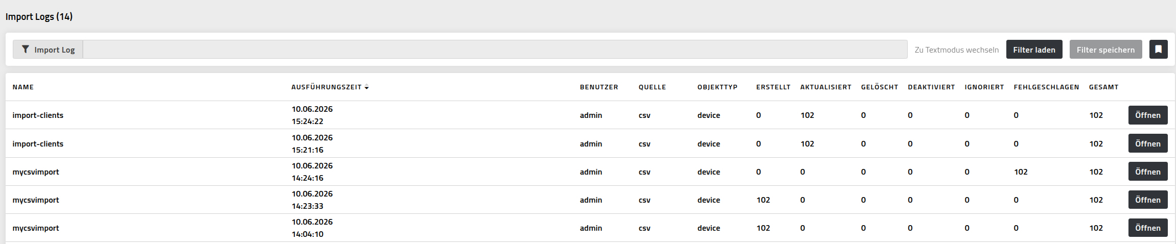 Import Logs