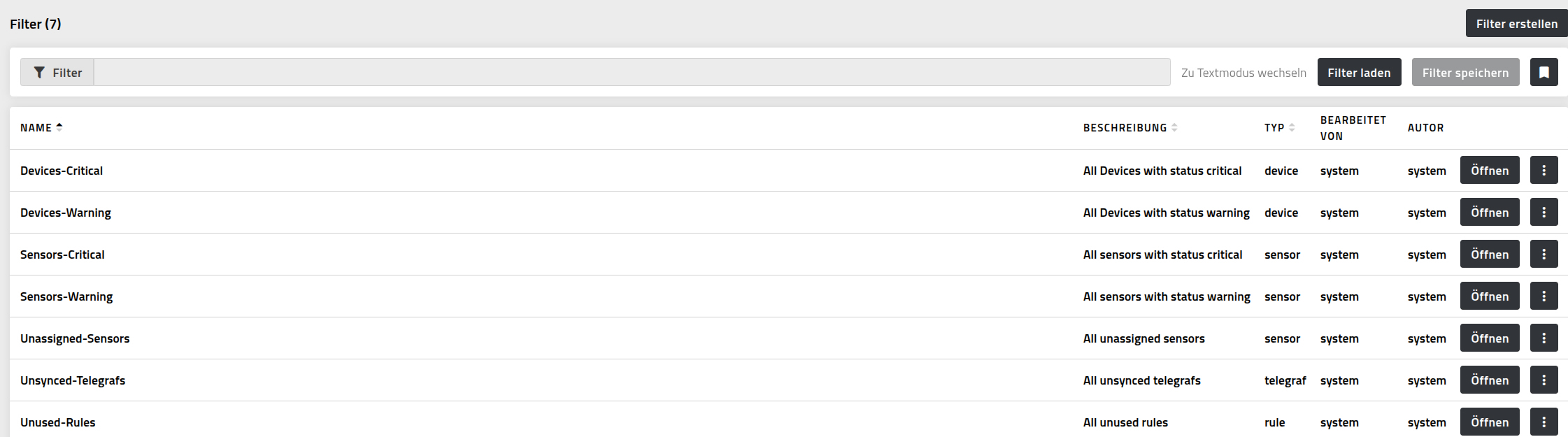 Filter-Liste