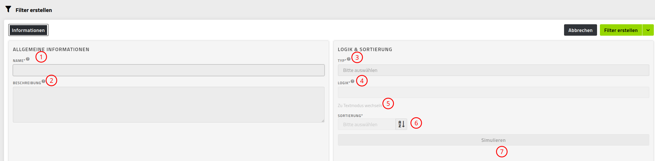 Filter erstellen